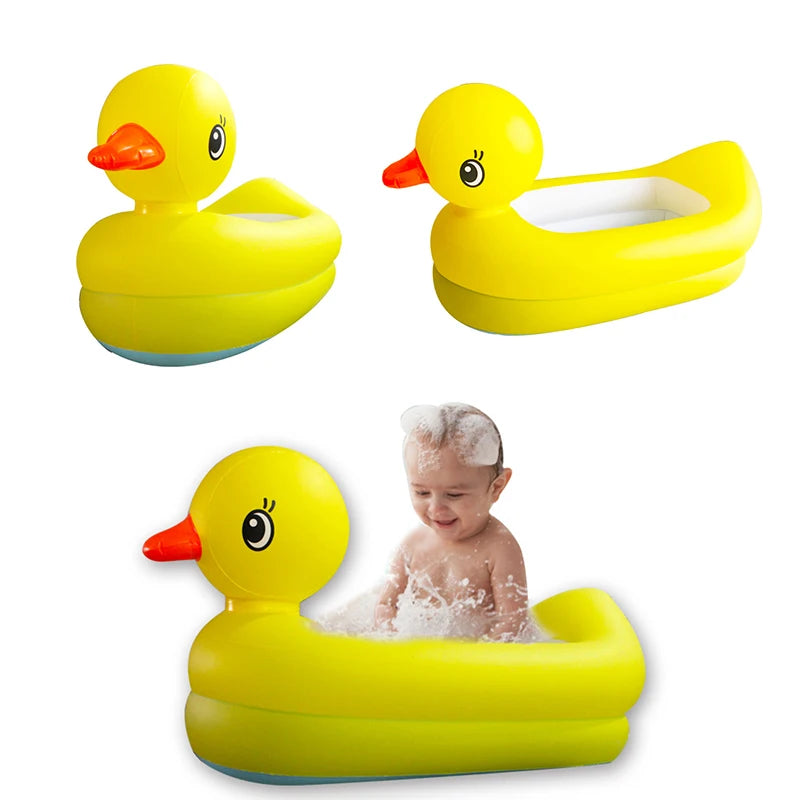 Infant Cartoon Inflatable Duck Bathing Pool Play Water Pit Bathing Basin Suitable For 0-6 Years Old Baby Inflatable Water Pool