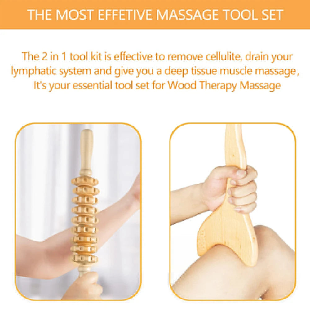 Wood Massage Tools Gua Sha Board Handheld Wooden Scraper Massage Rolls Lymphatic Drainage Tool for Release Cellulite Sore Muscle