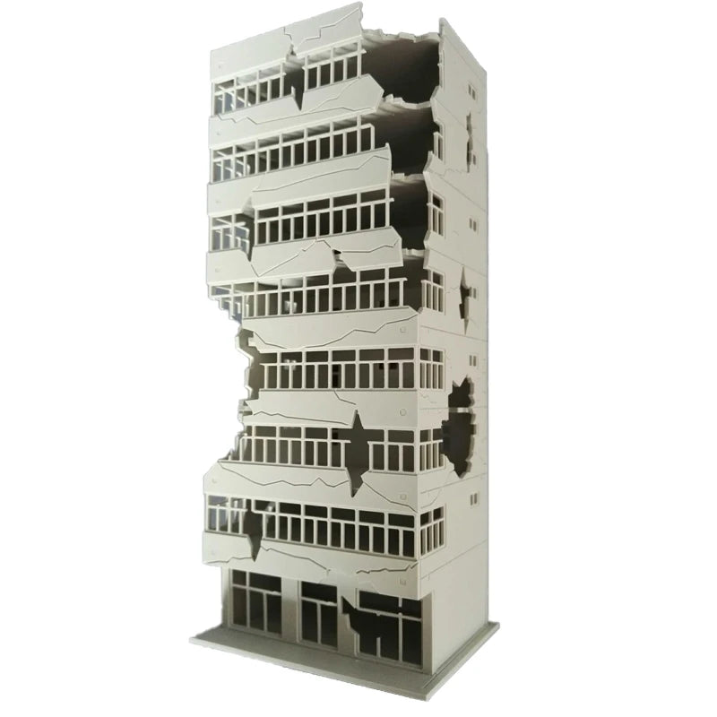 Hot 1/144 Outland Models Railway Scenery City Ruin Building Abandoned Tall Office N Scale model toys children's christmas gifts