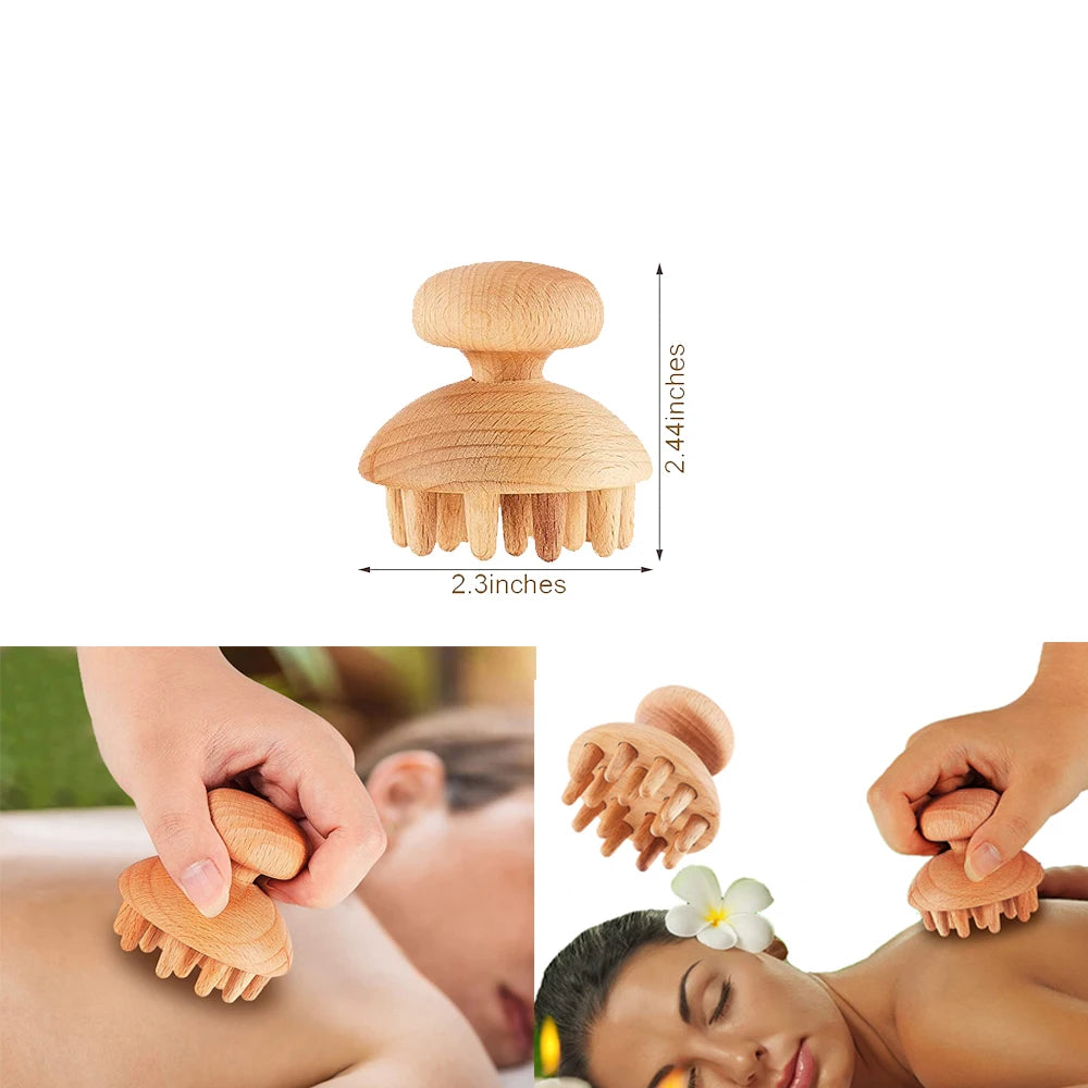 Wood Massage Tools Gua Sha Board Handheld Wooden Scraper Massage Rolls Lymphatic Drainage Tool for Release Cellulite Sore Muscle