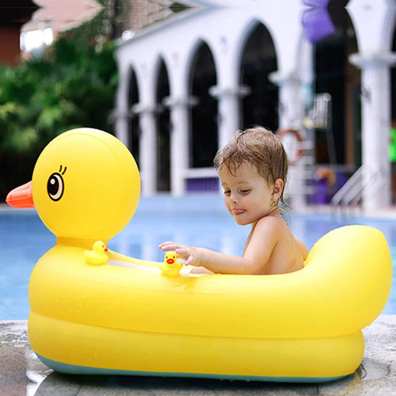 Infant Cartoon Inflatable Duck Bathing Pool Play Water Pit Bathing Basin Suitable For 0-6 Years Old Baby Inflatable Water Pool