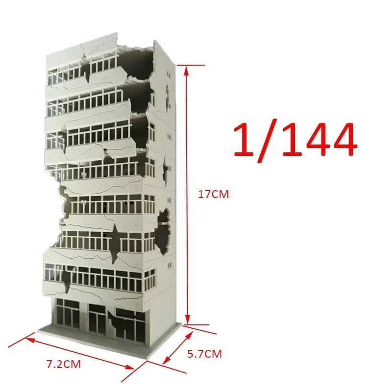 Hot 1/144 Outland Models Railway Scenery City Ruin Building Abandoned Tall Office N Scale model toys children's christmas gifts