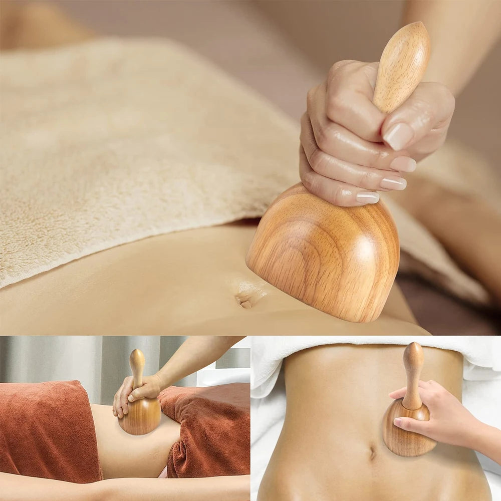 Wood Massage Tools Gua Sha Board Handheld Wooden Scraper Massage Rolls Lymphatic Drainage Tool for Release Cellulite Sore Muscle