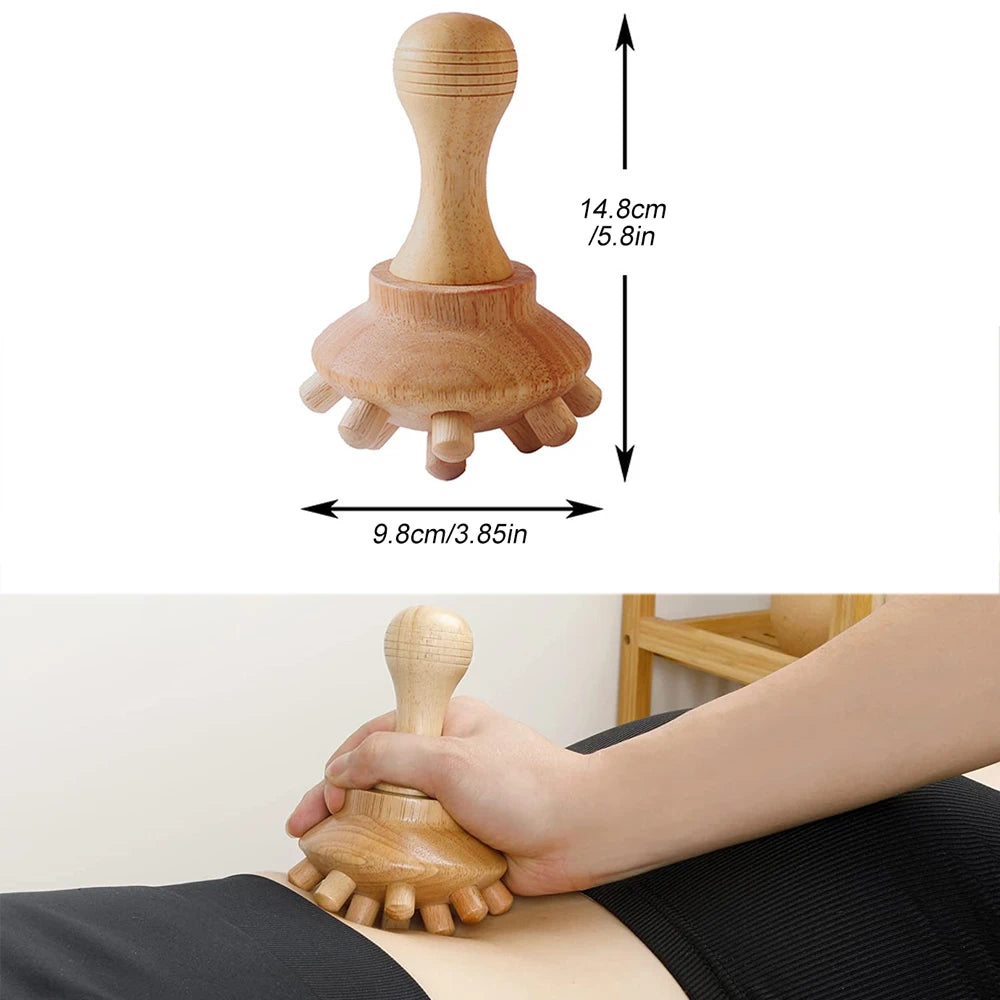 Wood Massage Tools Gua Sha Board Handheld Wooden Scraper Massage Rolls Lymphatic Drainage Tool for Release Cellulite Sore Muscle