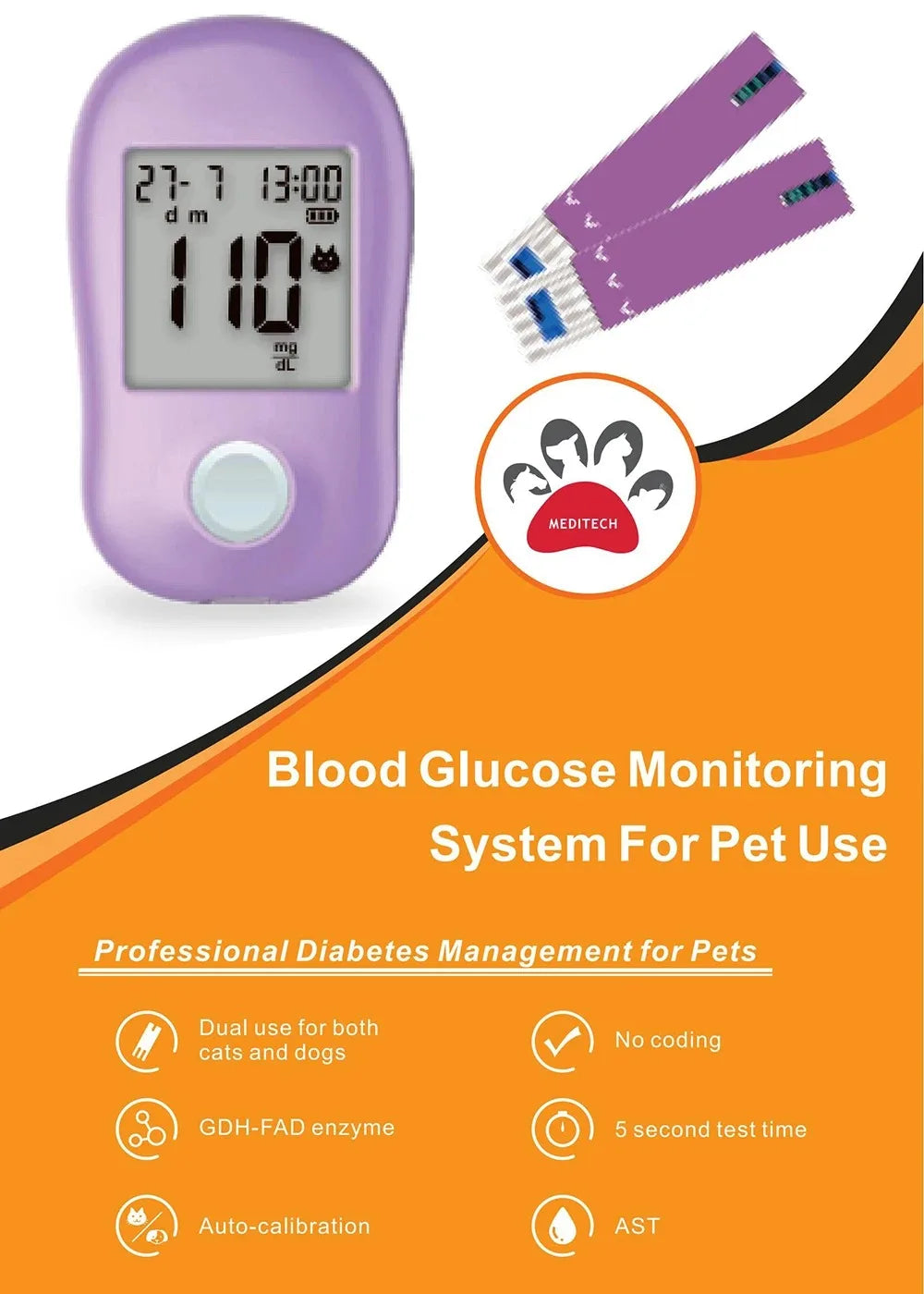 Blood Glucose Meter Blood Glucose Monitoring System For Pet Use Professional Diabetes Management for Pets Accessories Clinic