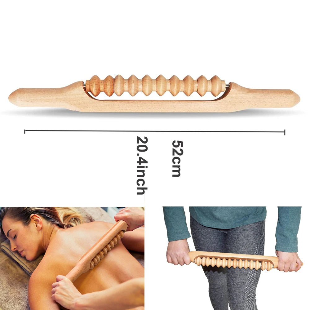 Wood Massage Tools Gua Sha Board Handheld Wooden Scraper Massage Rolls Lymphatic Drainage Tool for Release Cellulite Sore Muscle